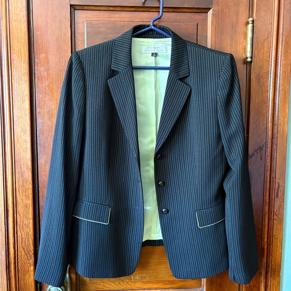 Tahari Black Pinstripe Blazer